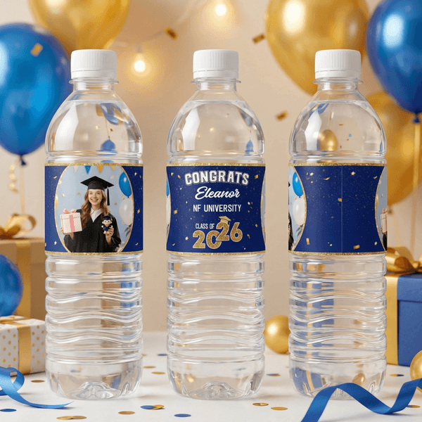 Personalized Photo Congrats Waterproof Graduation Water Bottle Labels Stickers with Name and Year Set of 20 Graduation Party Gift for Graduates