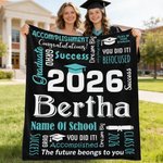 Gepersonaliseerde You Did It Graduation Cap Zachte Deken met Naam Jaar en Schoolnaam Home Graduation Party Gift voor Afgestudeerden