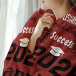 Gepersonaliseerde You Did It Graduation Cap Zachte Deken met Naam Jaar en Schoolnaam Home Graduation Party Gift voor Afgestudeerden