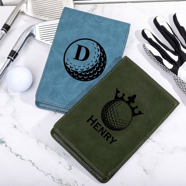 Personalisierte Golf-Thema Monogramm PU Leder Golf Scorecard Halter tägliches Training Spiel Tag Golf Club Geschenk für Golfspieler Trainer