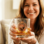 Personalised Floral Crown Badge 10 oz Whiskey Glass with Name and Text Birthday Mother's Day Gift for Mother Woman