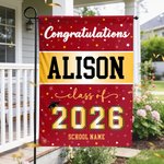 Personalized Congratulations Garden Flag with Name and School Name Yard Porch Decor Graduation Ceremony Party Gift for Class of 2026 Graduates
