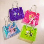 Personalised Neon Birth Flower Bouquet Cartoon Character Clear Tote Bag with Name Initial Birthday Anniversary Gift for Women Girl