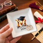 Personlig Graduation Cap Initial Ceramic Trinket Smykkeskål med navn og år Fødselsdag Graduation Gave til nyutdannede