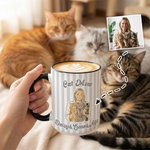 Personalized Pet Photo Watecolor Stripe 11/15 oz Ceramic Mug with Names and Coaster Birthday Mother's Day Gift for Pet Lover Owner
