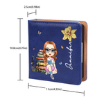 Personalized Birth Flower Cartoon Reading Character PU Leather Classic Sticky Notepad Holder with Name Desk Organizer Birthday Gift for Book Lovers