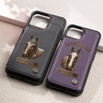 Personalised Horse Photo Portrait Phone Case with Name and Card Holder for iPhone Samsung Daily Use Birthday Gift for Horse Owners Riders