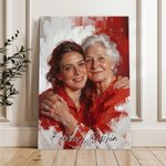 Personalised Oil Painting Effect Photo Poster Oil Canvas Painting with Name Wall Decor Birthday Gift for Family Friend