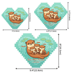 Personalizzato Cartoon Otter Family Heart Building Brick Puzzles con 2-6 nomi testo e anno Regalo per la festa della mamma Donna