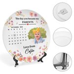 Personalized Newborn Photo Calendar Ceramic Decorative Plate with Name Title and Stand Birthday Mother's Day Baby Shower Gift for Family