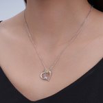 Personalised Highland Cow Birthstone Heart Necklace Minimalist Jewellery Birthday Mother's Day Anniversary Gift for Woman Mom