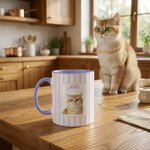 Tasse en céramique personnalisée avec nom et photo d'animal de compagnie à rayures aquarellées Cadeau d'anniversaire pour les propriétaires d'animaux domestiques