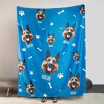 Personalisierte Haustier Kopf Foto Flanell Decke mit Namen Pfote Knochen Geburtstag Weihnachten Geschenk für Tierliebhaber Tierhalter