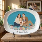 Personalized Photo Multicolor Flat-Style Decorative Plate with Text Desktop Decoration Anniversary Gift for Mother Grandmother Best Friend