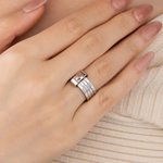 Personliga namnstapelringar i sterling silver - graverade 2-7 ringar med hjärtaccent, smycken för dagligt bruk för henne