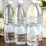 Personalized Flower Bow Wedding Theme  Water Bottle Label Sticker Set of 20 Engagement Bridal Shower Party Gift for Couple