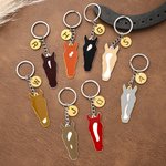 Llavero personalizado de silueta de marca facial de caballo con letra Regalo de aniversario del día del juego para el amante de los caballos
