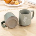 Personalised Birth Flower Retro Handmade Stoneware 12oz Mug with Name Housewarming Birthday Mother's Day Gift for Mom Grandma