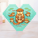 Personalizzato Cartoon Otter Family Heart Building Brick Puzzles con 2-6 nomi testo e anno Regalo per la festa della mamma Donna