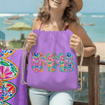 Henkilökohtainen Vibrant Floral Art Lettering Ylimitoitettu Nopea kuiva rantapyyhe nimellä Ulkoilutoiminta Ranta Party Syntymäpäivälahja naisille perheelle