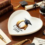 Personlig Graduation Cap Initial Ceramic Trinket Smykkeskål med navn og år Fødselsdag Graduation Gave til nyutdannede