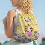 Personlig strandhandduk med namn och karaktär stor snabbtorkande badhandduk med dragskopåse sommarpresent födelsedagspresent