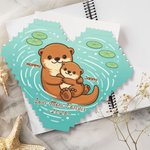 Personalizzato Cartoon Otter Family Heart Building Brick Puzzles con 2-6 nomi testo e anno Regalo per la festa della mamma Donna