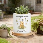 Personalized Classic Winnie the Pooh 1-10 Bees Ceramic Planter Pot with Names and Bamboo Tray Daily Use Mother's Day Gift for Mom Grandma