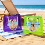Personalisierte Cartoon Mädchen Neon Laser Tragetasche im Sommer Strandstil mit Namen Sommer Urlaub Geburtstag Geschenk für Damen Mädchen