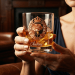 Personalised Floral Crown Badge 10 oz Whiskey Glass with Name and Text Birthday Mother's Day Gift for Mother Woman