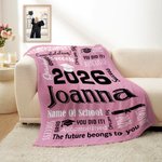 Gepersonaliseerde You Did It Graduation Cap Zachte Deken met Naam Jaar en Schoolnaam Home Graduation Party Gift voor Afgestudeerden