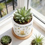 Personalized Classic Winnie the Pooh 1-10 Bees Ceramic Planter Pot with Names and Bamboo Tray Daily Use Mother's Day Gift for Mom Grandma