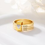 Personliga namnstapelringar i sterling silver - graverade 2-7 ringar med hjärtaccent, smycken för dagligt bruk för henne