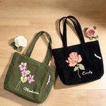 Personalized Birth Flower Corduroy Large Capacity Tote Bag with Name Daily Use Birthday Gift for Women