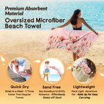Personalised Birth Flower Quick Dry Oversized Microfiber Beach Towel with Name Travel Essentials Beach Party Birthday Gift for Family Woman