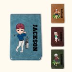Personalized Cartoon Figure Portable Golf Scorecard Holder with Name Golf Accessories Birthday Gift for Golf Lover