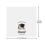 Serviette 100% coton avec nom et texte Décoration de table Cadeau de fin d'études pour les diplômés Famille Amis