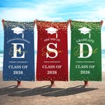 Personalised Congratulations Grad Cap Oversized Quick Dry Beach Towel with Name and School Name Beach Party Graduation Gift for Graduates