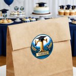 Personalised Graduation Cap Initial Waterproof Stickers with Name Favor Label Celebration Graduation Party Decor for Graduates