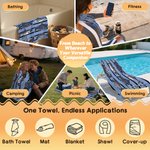 Personalised Flounder Sardine Stripe Design Oversized Quick-Dry Beach Towel with Name and Drawing Backpack Beach Party Birthday Gift for Fishing Lover