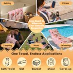 Personalised Birth Flower Quick Dry Oversized Microfiber Beach Towel with Name Travel Essentials Beach Party Birthday Gift for Family Woman