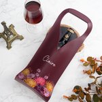 Personalisierte Aquarell Geburt Blume PU Leder Weintasche mit Namen Muttertag Geburtstag Jahrestag Geschenk für Weinliebhaber