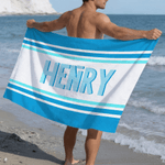 Personalized Shadow Stripe Name Quick-Dry Oversized Beach Towel Beach Pool Party Birthday Gift for Kids Friends