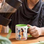 Personalized Watercolour Mom-Daughter Silhouette  Birth Flower 11 oz Ceramic Mug with Name Daily Use Mother's Day Gift for Mom Grandma