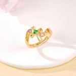 Anillo Personalizado Cruz Piedra de Nacimiento con Texto Joyería Delicada Día de la Madre Aniversario Cumpleaños Regalo para Mujeres Cristianas