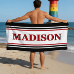 Personalized Shadow Stripe Name Quick-Dry Oversized Beach Towel Beach Pool Party Birthday Gift for Kids Friends