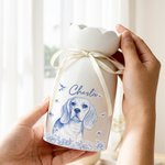 Personalisierte Toile De Jouy Haustier Foto Schmetterling Keramik Blumenvase mit Namen Home Dekoration Geburtstag Geschenk für Tierbesitzer
