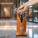 Personalised Watercolor Birth Flower Bouque PU Leather Protective Wine Bag with Name Mother's Day Birthday Gift for Wine Lovers Mom