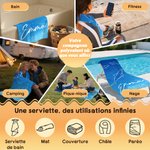 Serviette de plage personnalisée avec nom et motif d'animal marin Accessoire à séchage rapide Cadeau d'anniversaire pour les amis et la famille