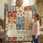 Henkilökohtainen Vintage Flower Checkered Patchwork Tupsu pehmeä heittää peitto nimet ja otsikko äitienpäivä syntymäpäivälahja isoäiti äitiä varten